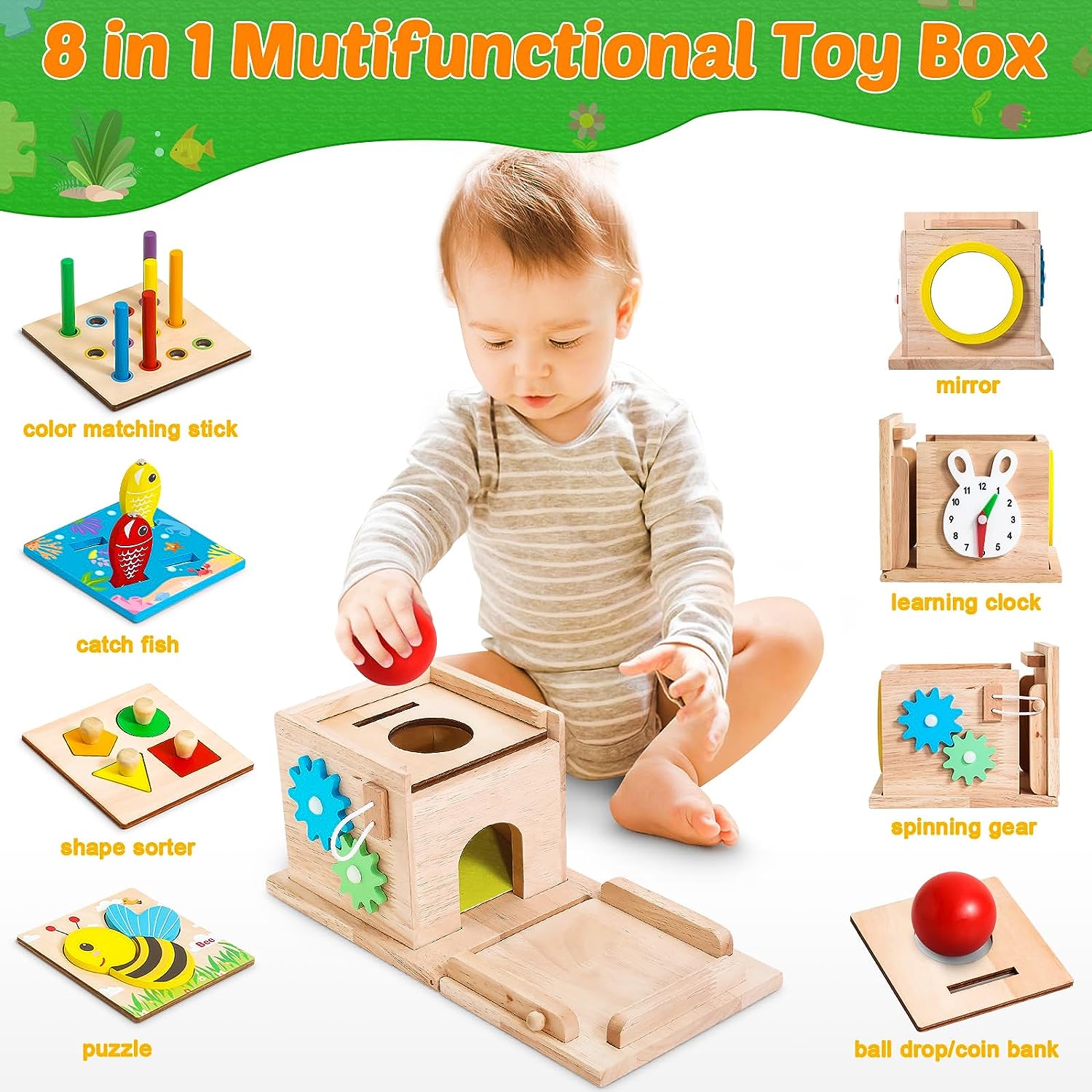 HavenWood Montessori Wooden Play Set - Educational Toy for Babies 6 Months+
