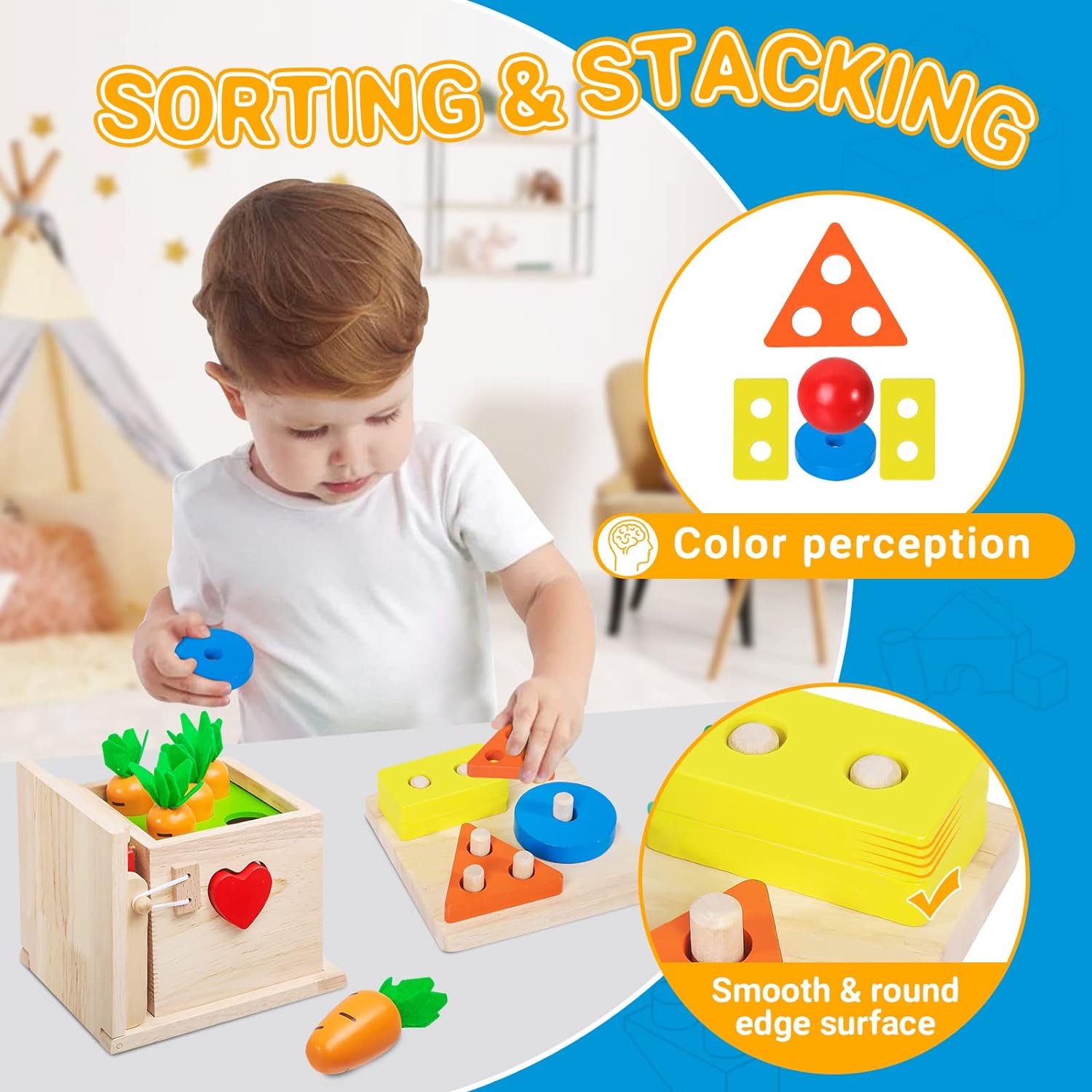 HavenWood Montessori Wooden Play Set - Educational Toy for Babies 6 Months+