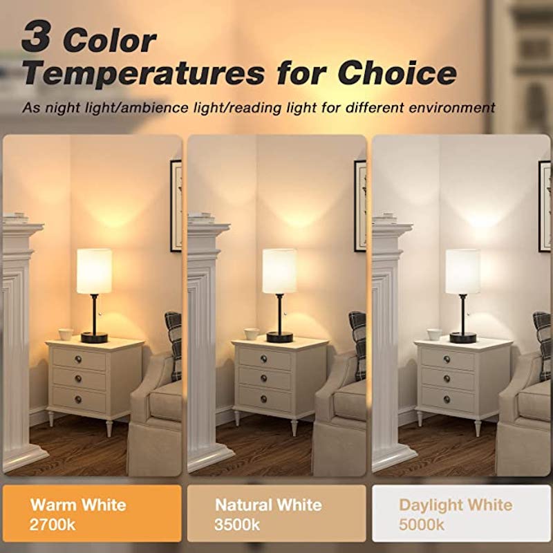 Yorvex - 3-Color Temperature Bedside Lamp with USB Ports