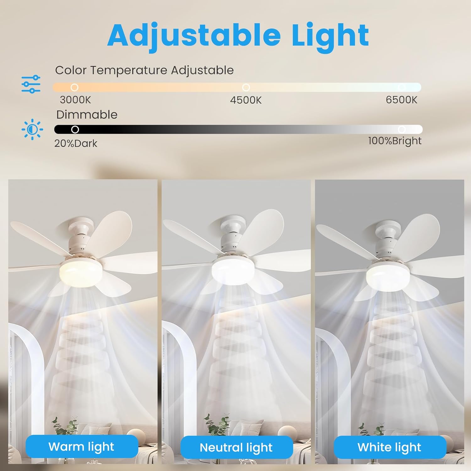 BreezeLight Fan - Ventilateur de Plafond LED Réglable avec Télécommande