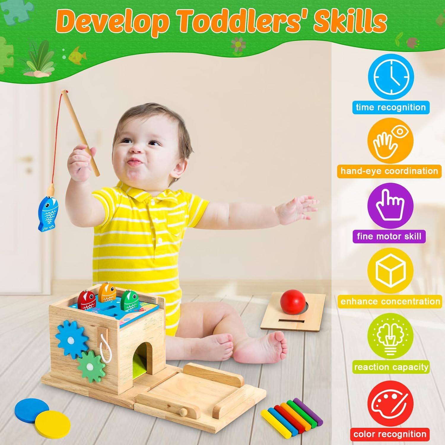 HavenWood Montessori Wooden Play Set - Educational Toy for Babies 6 Months+
