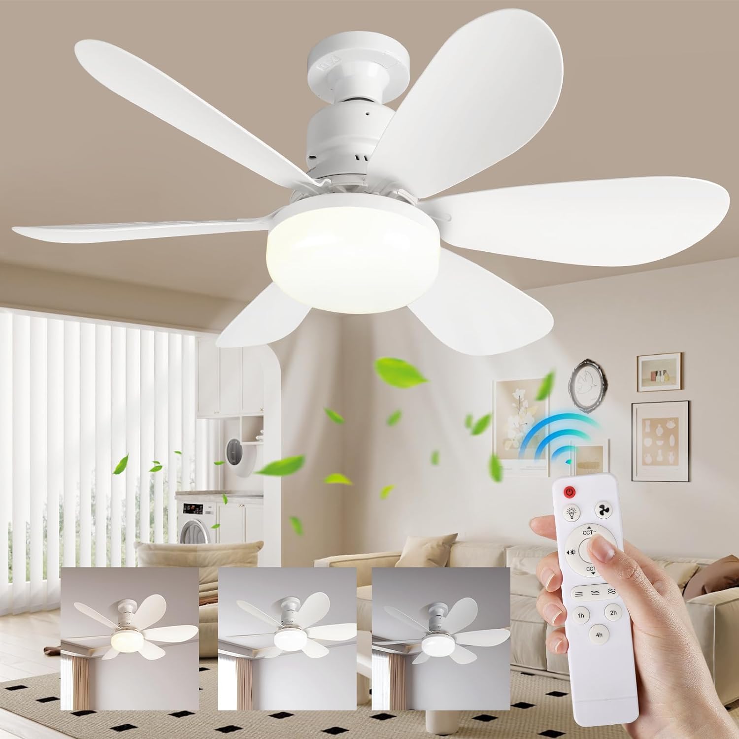 BreezeLight Fan - Ventilateur de Plafond LED Réglable avec Télécommande