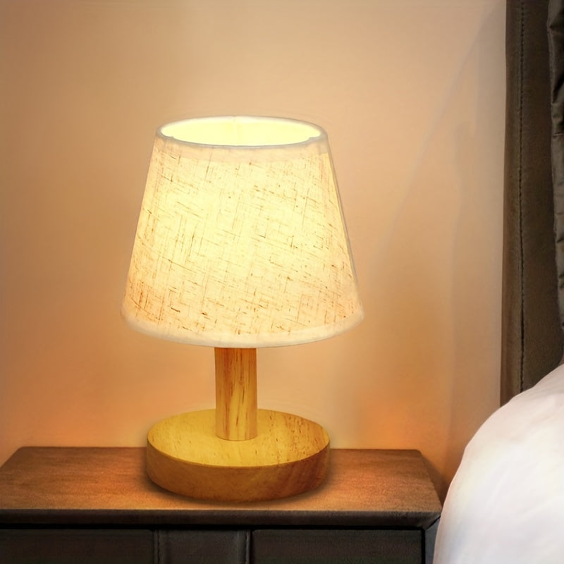 Bosklyn - Wood LED Bedside Lamp with Linen Shade