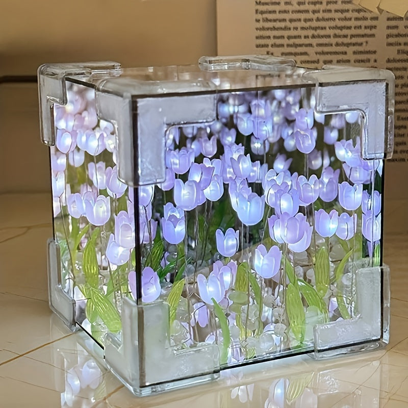 Gentlebloom - Elegant LED Tulip Night Light with Mirror