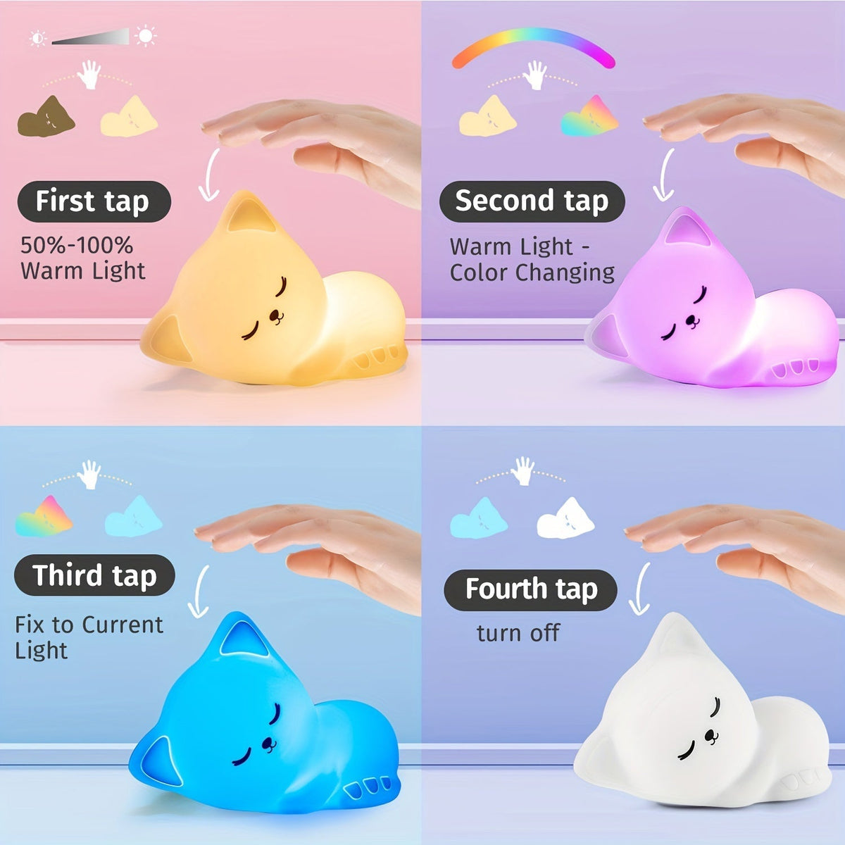 Muzura - Wireless Cat Night Light with 16 Colors