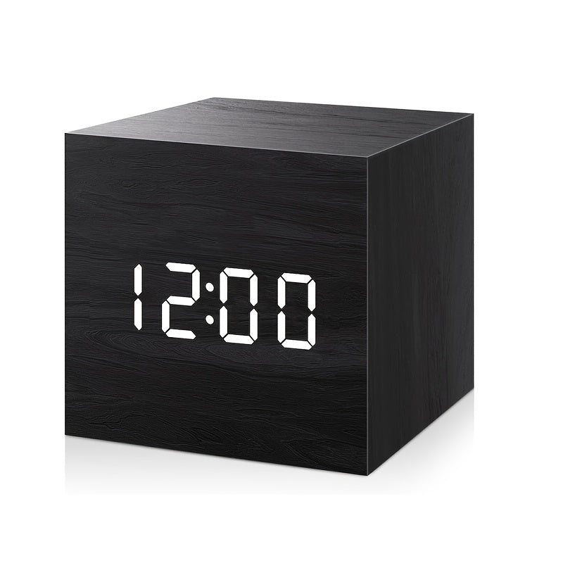 WoodTime Clock - Elegant Wooden Alarm Clock with LED Display