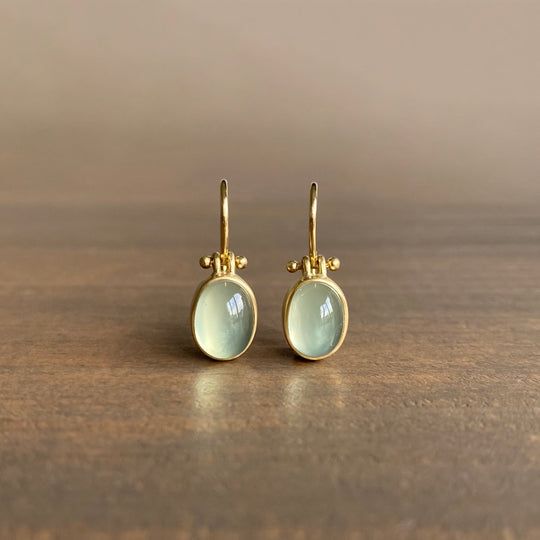 Elina - Vintage Green Moonstone Earrings