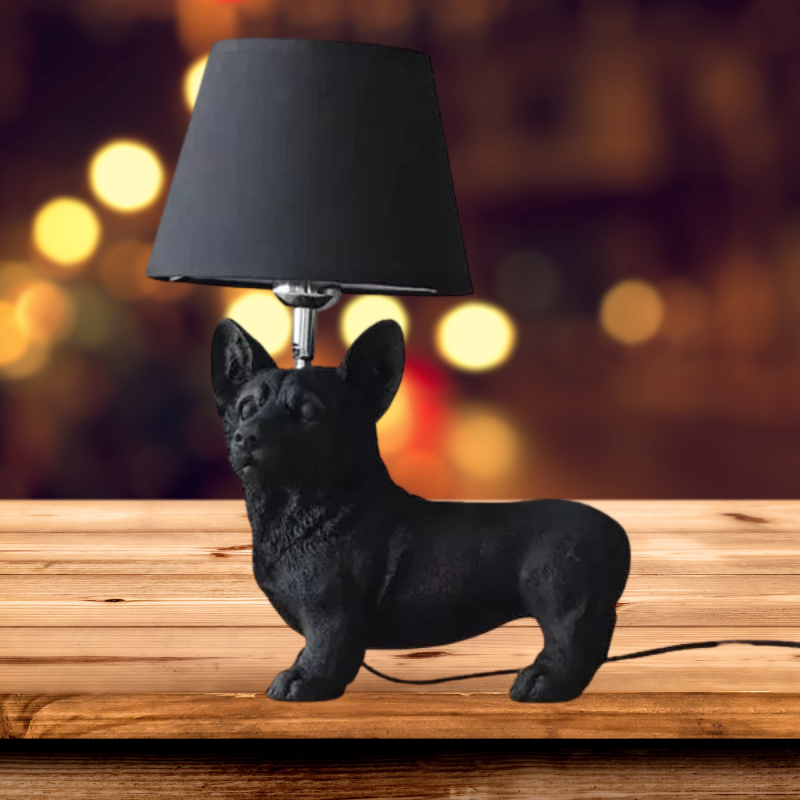 Playful Elegance - Art Deco Style Dog Table Lamp