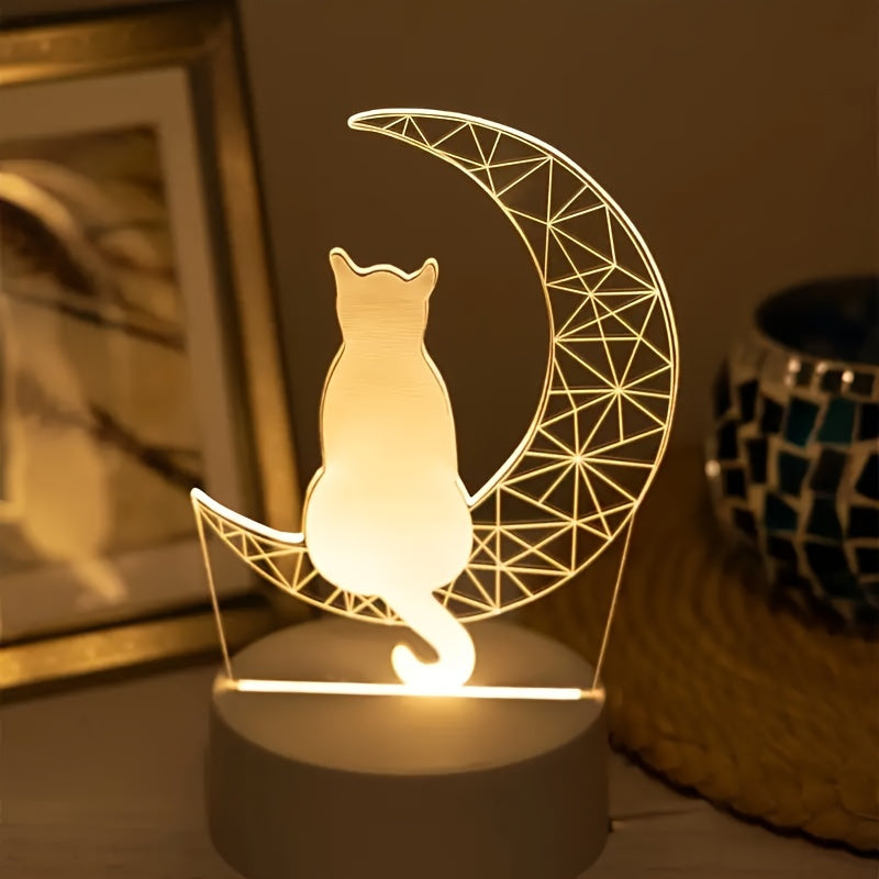 MoonGlow Lamp - 3D Cat Table Lamp with USB Lighting