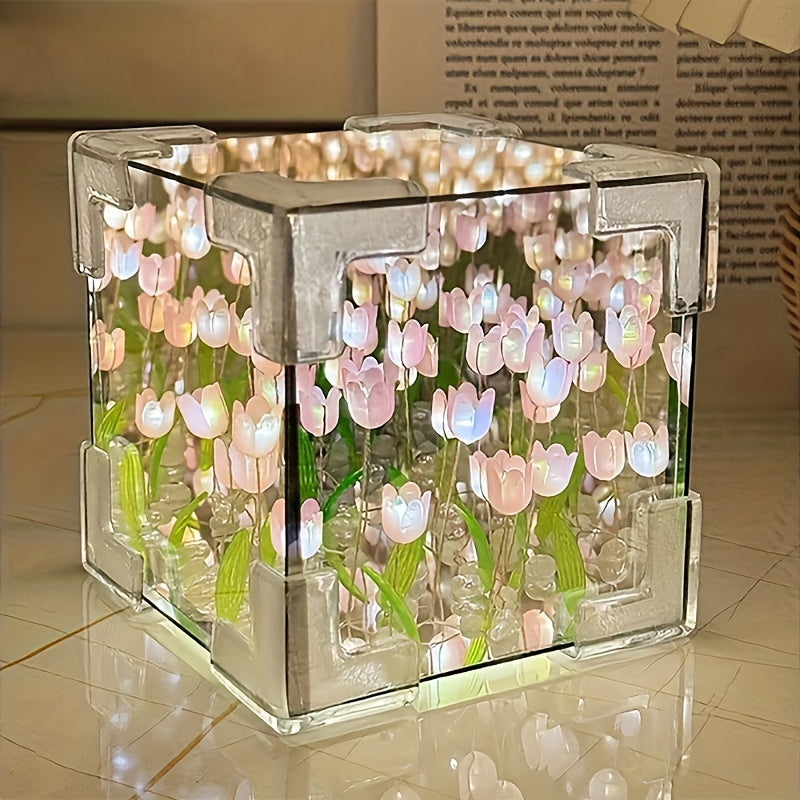 Gentlebloom - Elegant LED Tulip Night Light with Mirror