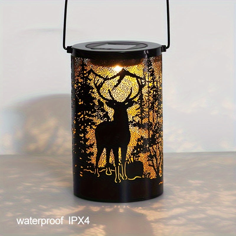 LumiGlow Lantern - Nature-Inspired Iron Solar Lantern