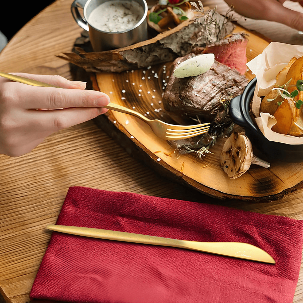 GoudenGlans - Set de Couverts de Luxe 20 Pièces Finition Dorée