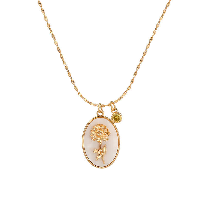 Aurora - Collier pierre de naissance et fleur de naissance