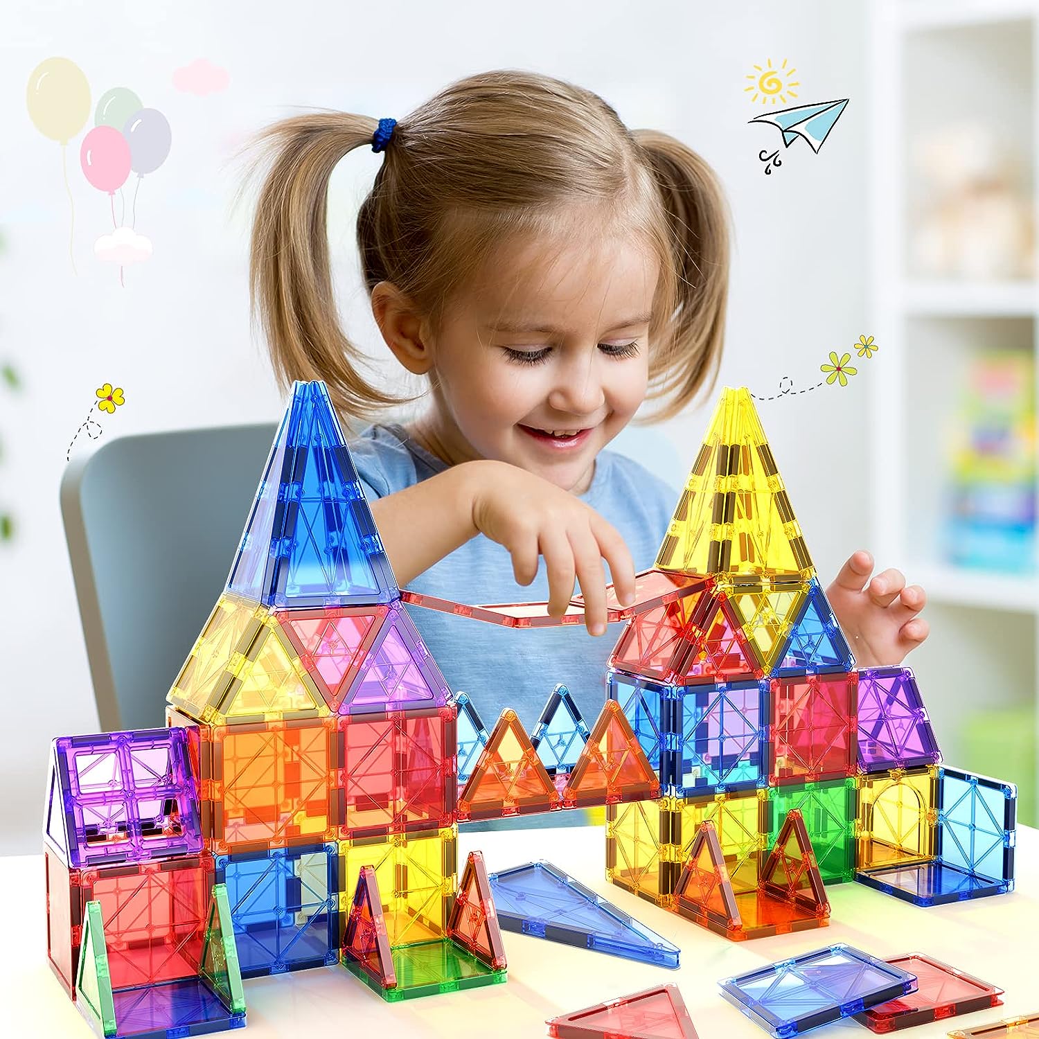 Magnetic Building Tiles - Creative Construction Set for Kids