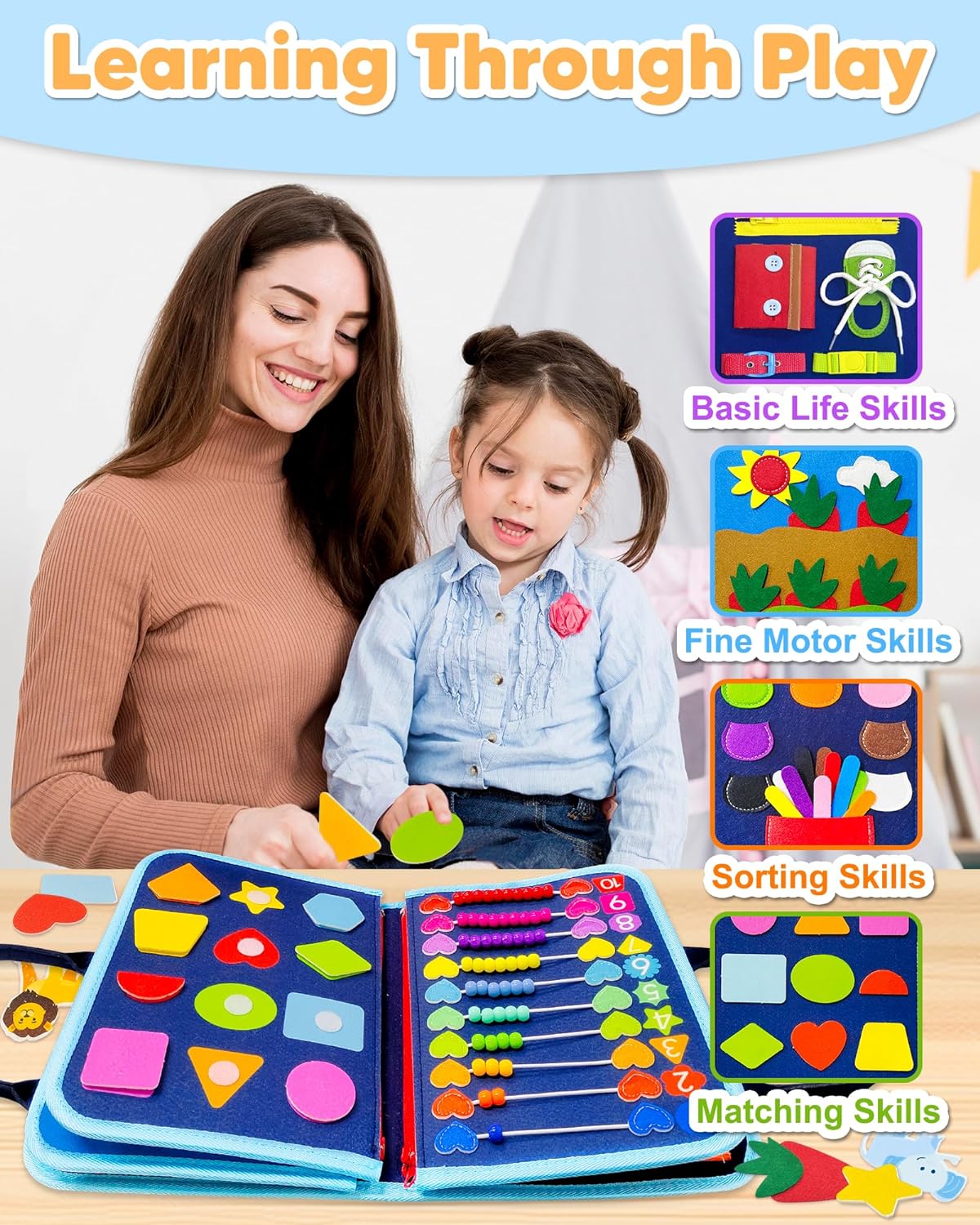 LearnLoop - Blue Montessori Sensory Board for Babies