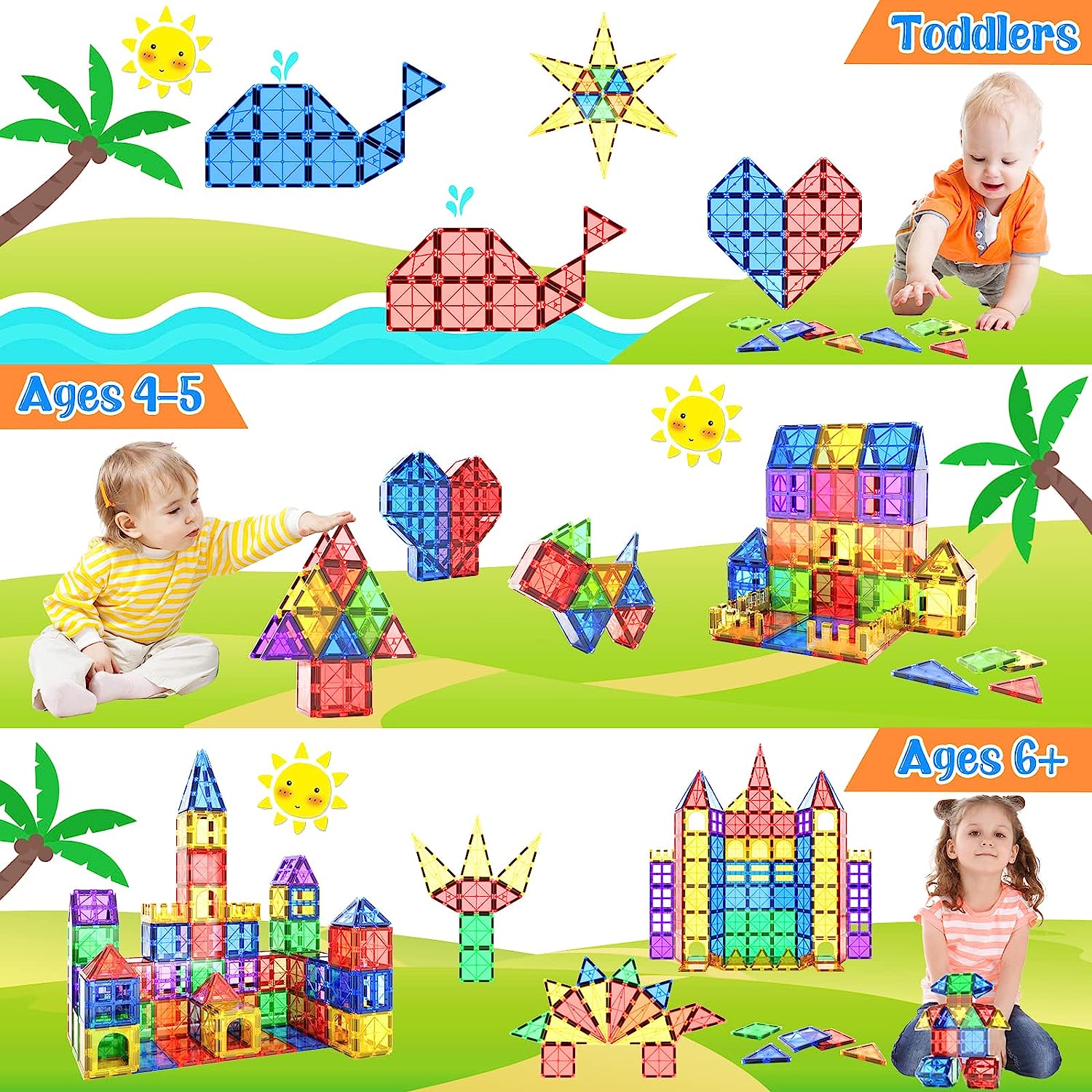 Magnetic Building Tiles - Creative Construction Set for Kids