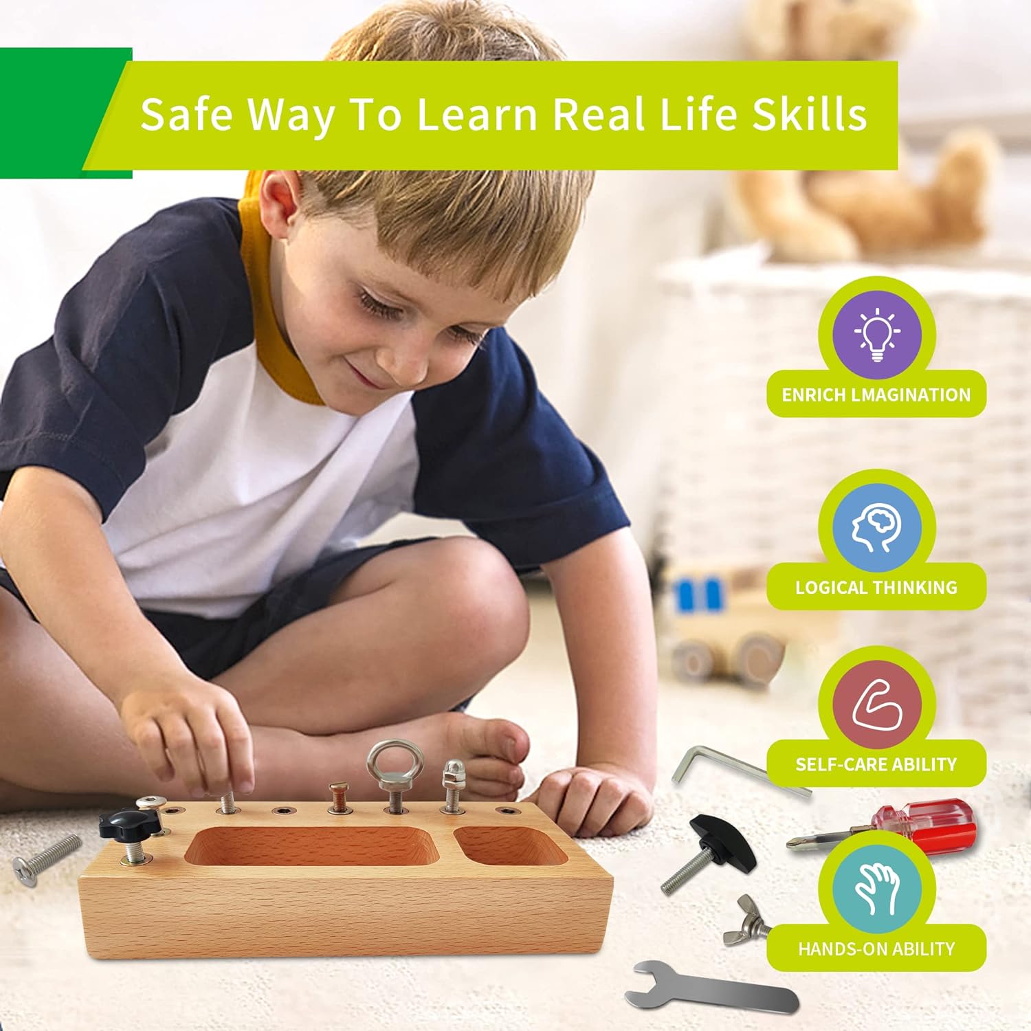 Puzzlox - Wooden Educational Activity Board for Kids
