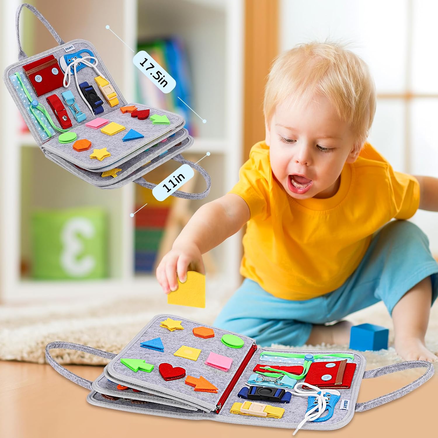 CurioPlay - 3D Montessori Sensory Activity Board for Toddlers