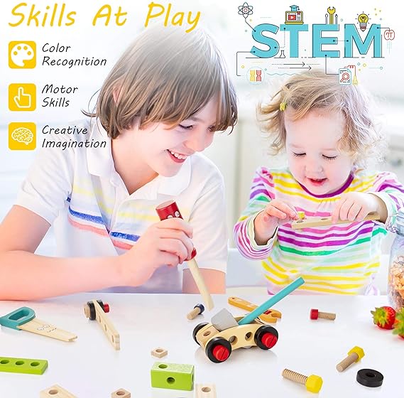 Wooden Tool Set - Creative Workbench Toy for Kids