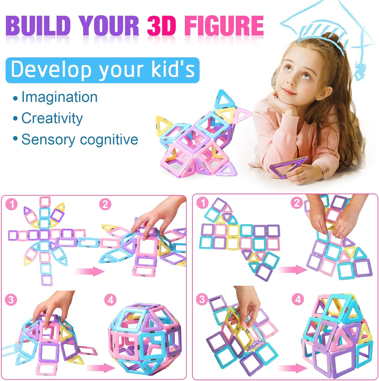 Magnetic Tiles V2 - Creative Building Set for Kids Ages 3+