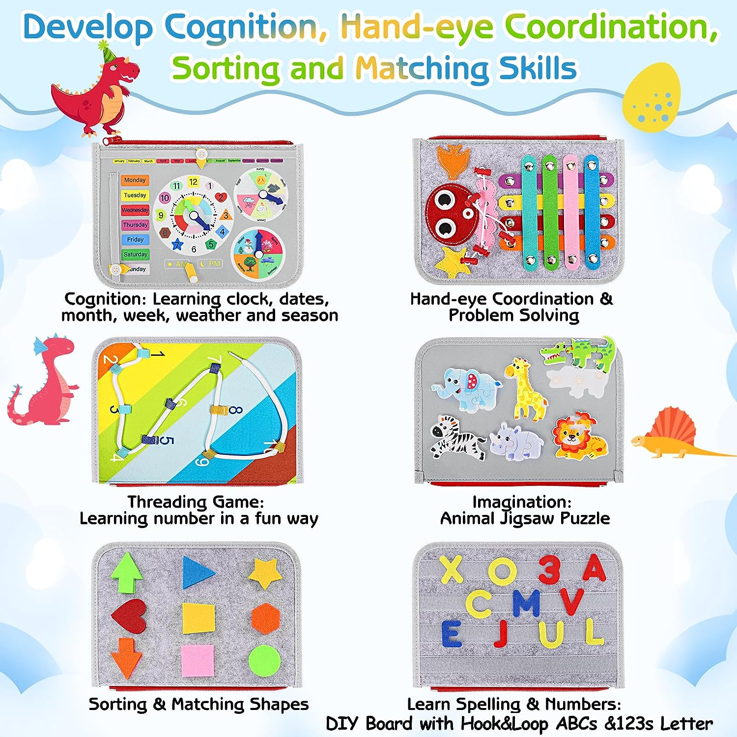 CurioPlay - 3D Montessori Sensory Activity Board for Toddlers