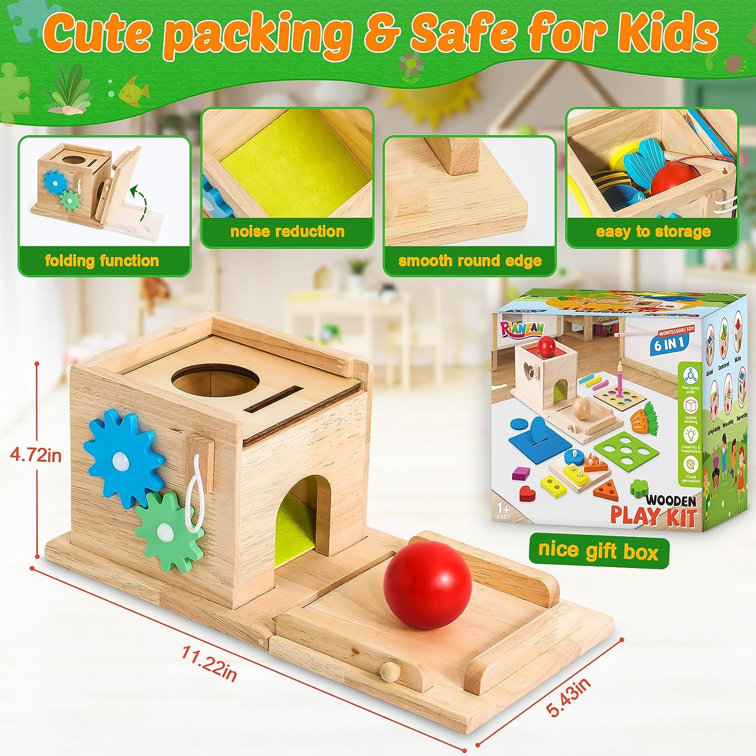 HavenWood Montessori Wooden Play Set - Educational Toy for Babies 6 Months+