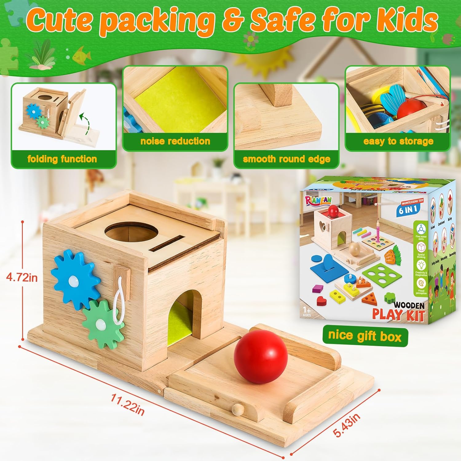HavenWood Montessori Wooden Play Set - Educational Toy for Babies 6 Months+