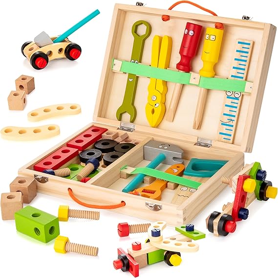 Wooden Tool Set - Creative Workbench Toy for Kids