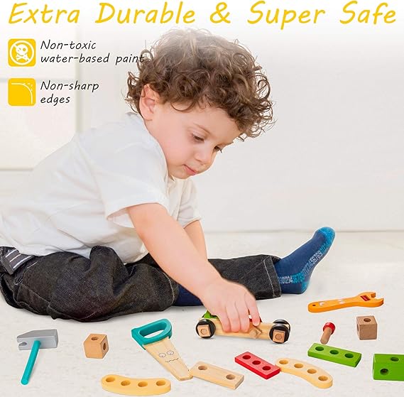 Wooden Tool Set - Creative Workbench Toy for Kids