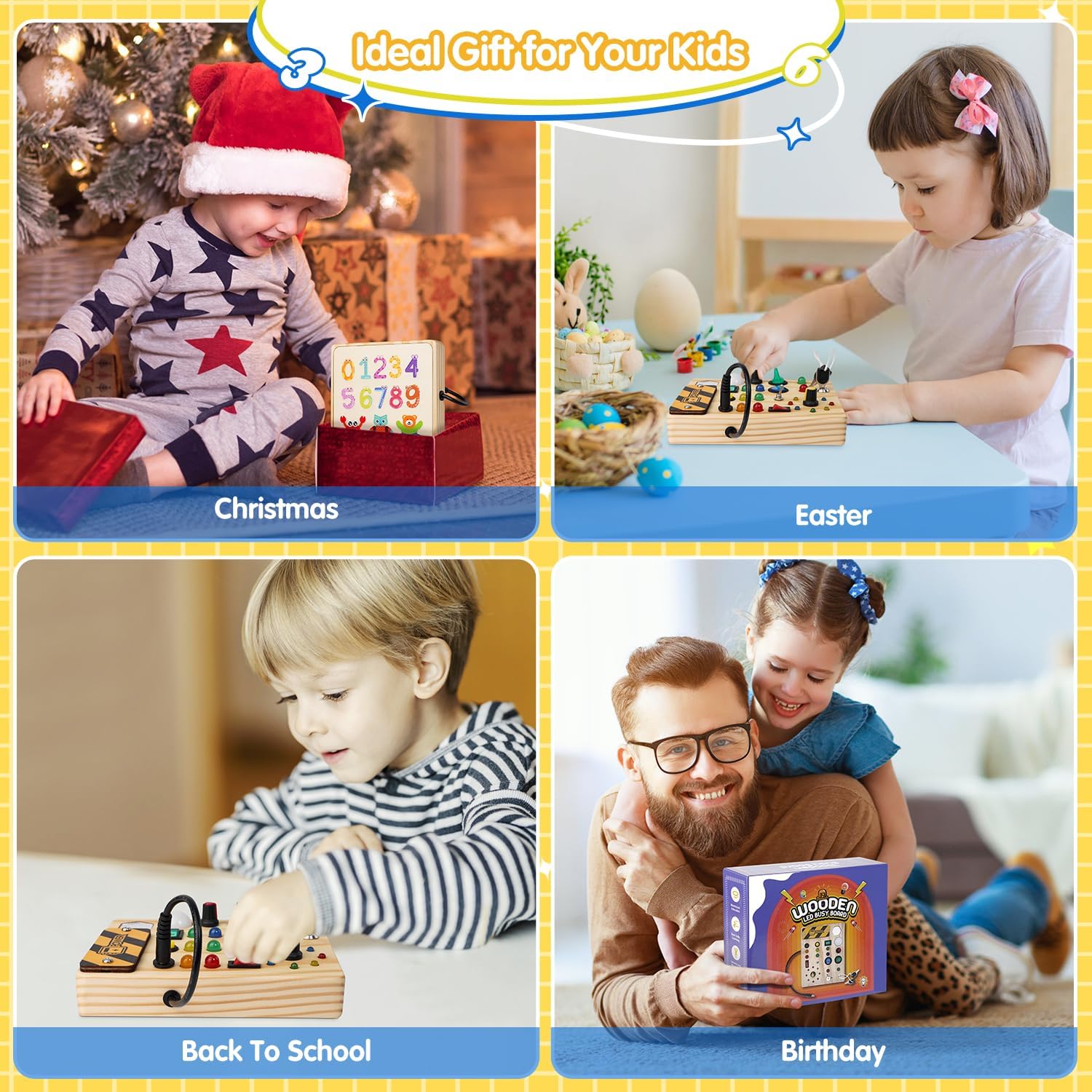 MindSpark - Wooden Montessori Light-Up Switch Board for Kids