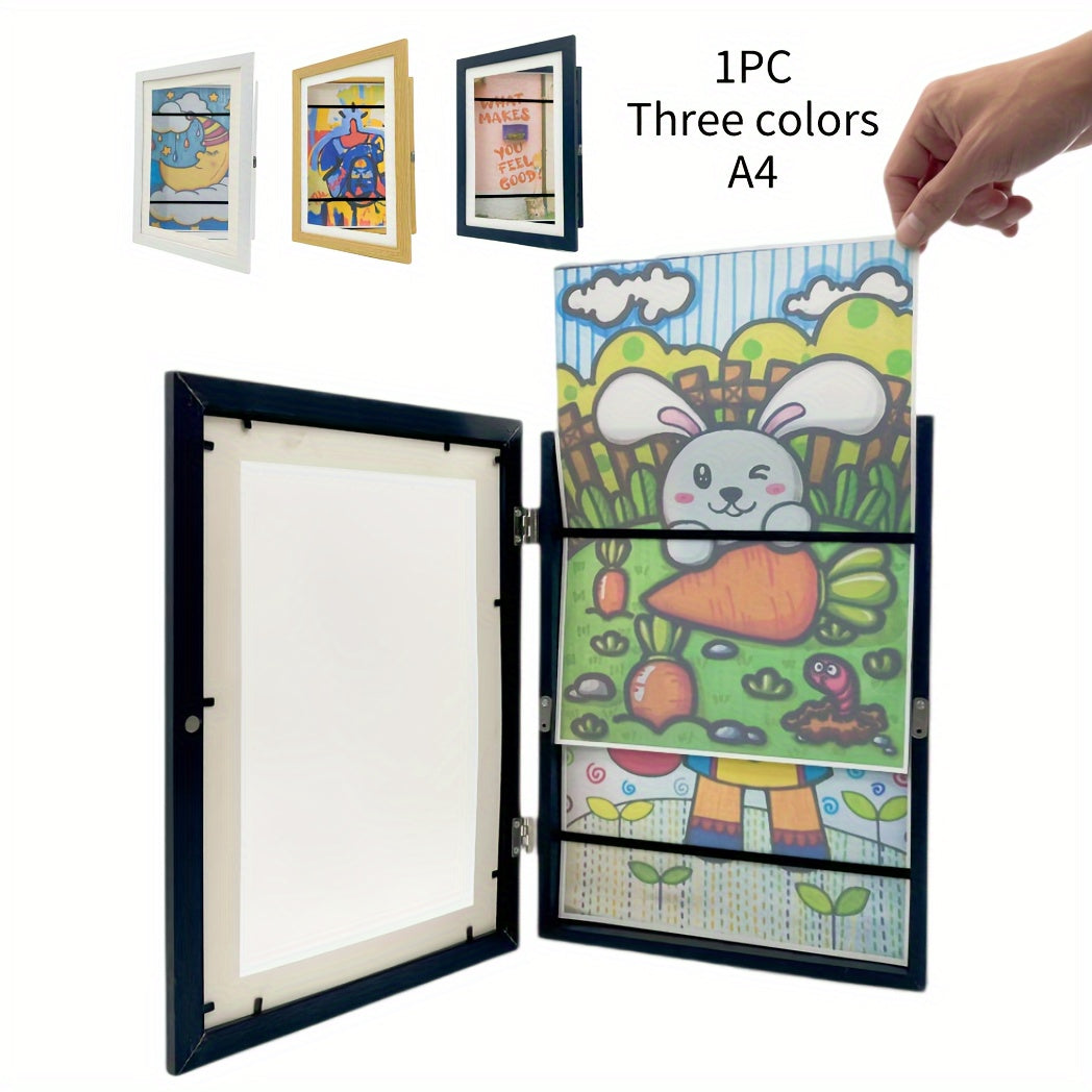 KidArtFrame - Wooden Kids Photo Frame with Front Opening