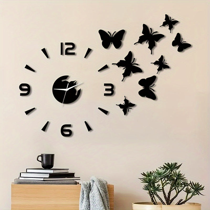 AcrylicButterfly - Horloge Murale Miroir 3D Papillons Design