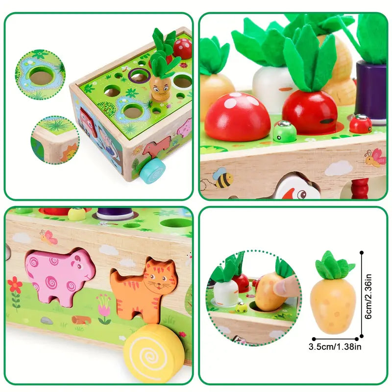 Wooden Montessori Activity Cube - 7 Educational Games for Kids Ages 2-3