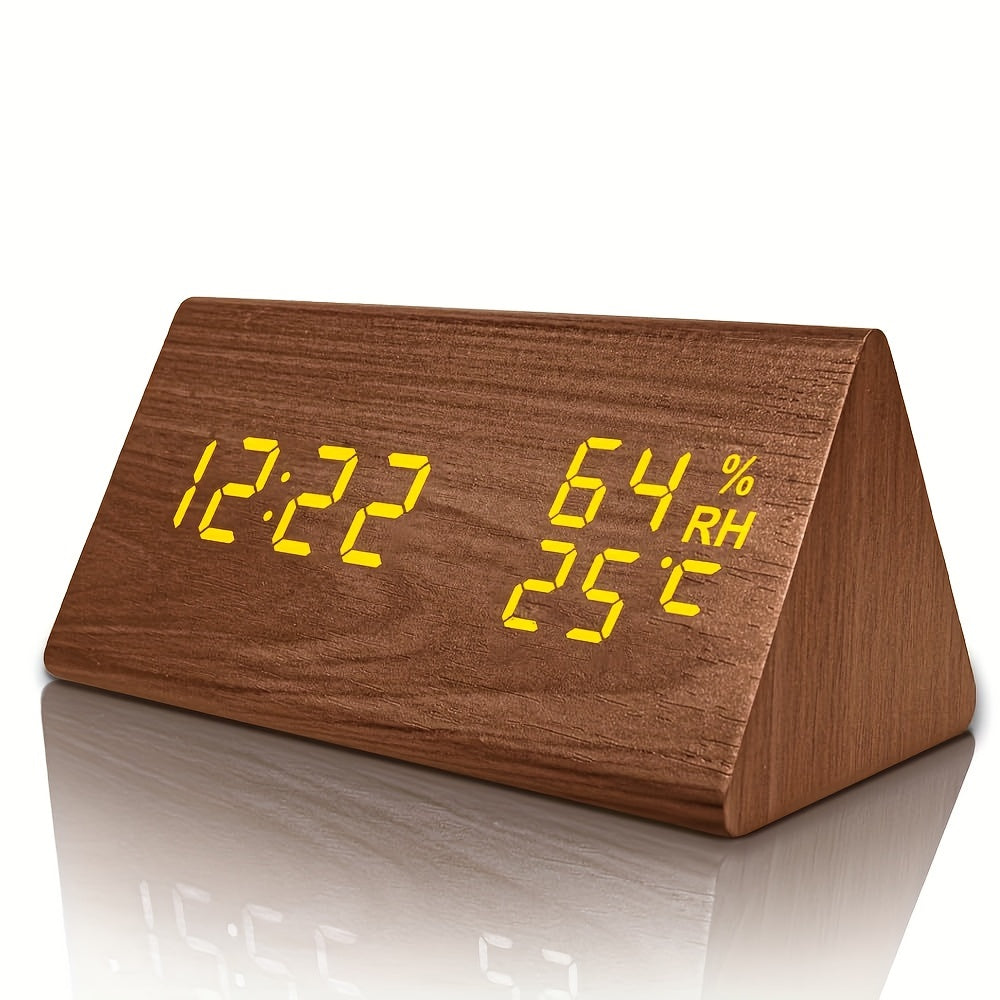 NatureClock - Wooden Alarm Clock with Temperature and Humidity Display