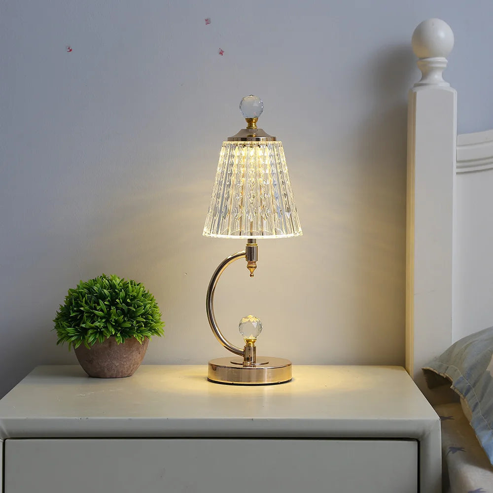 Yorelle - Vintage Crystal Wireless Touch Table Lamp