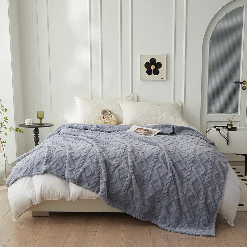 CozyLuxe - Couverture Laine d'Agneau Luxe Chambre