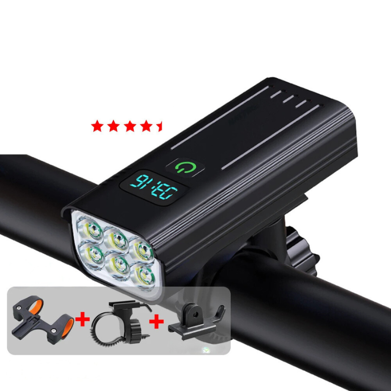 LuminousRide - Phare Vélo Rechargeable 5000 Lumens 12 LED