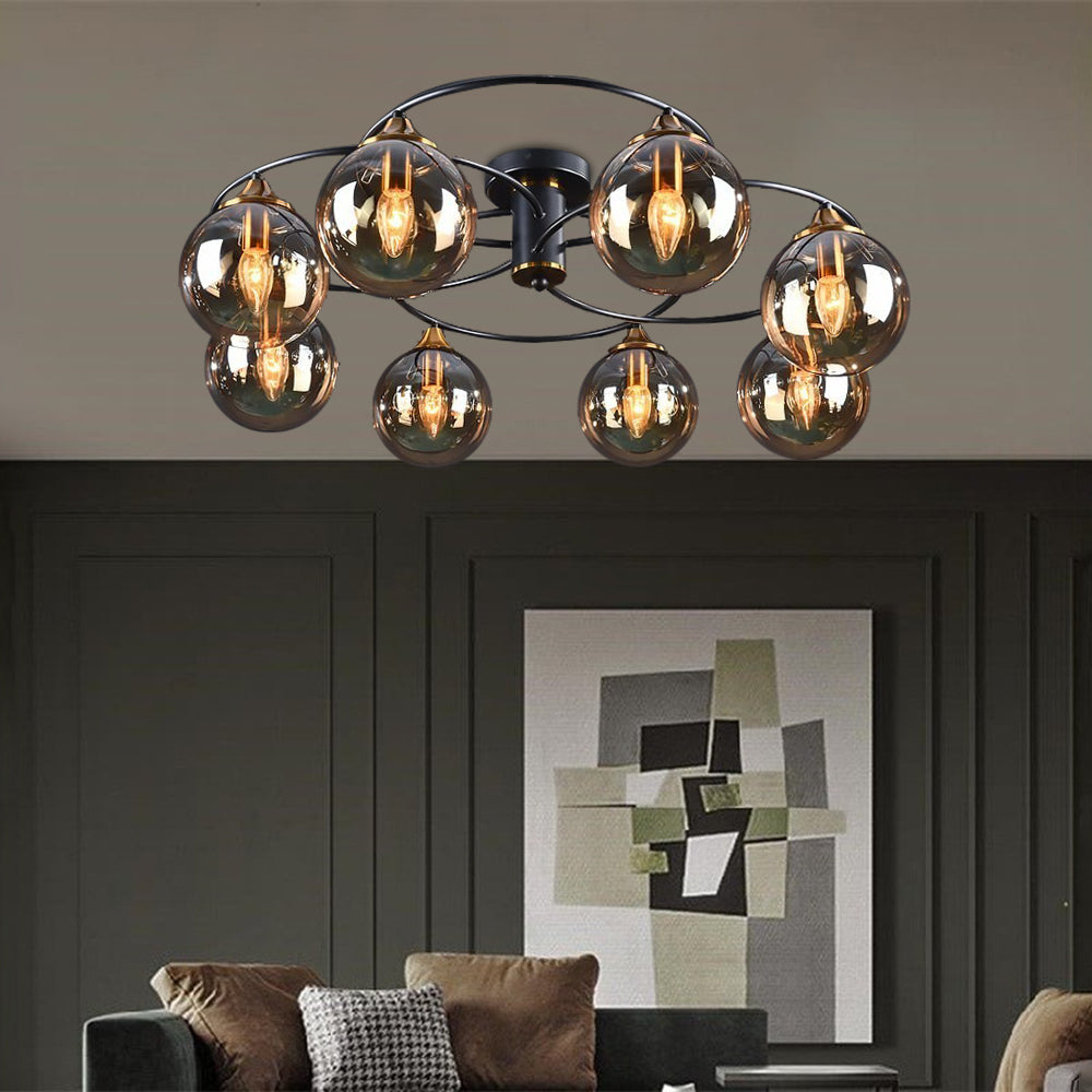 ValentinaLuxe - Elegant Round Smoked Glass Chandelier