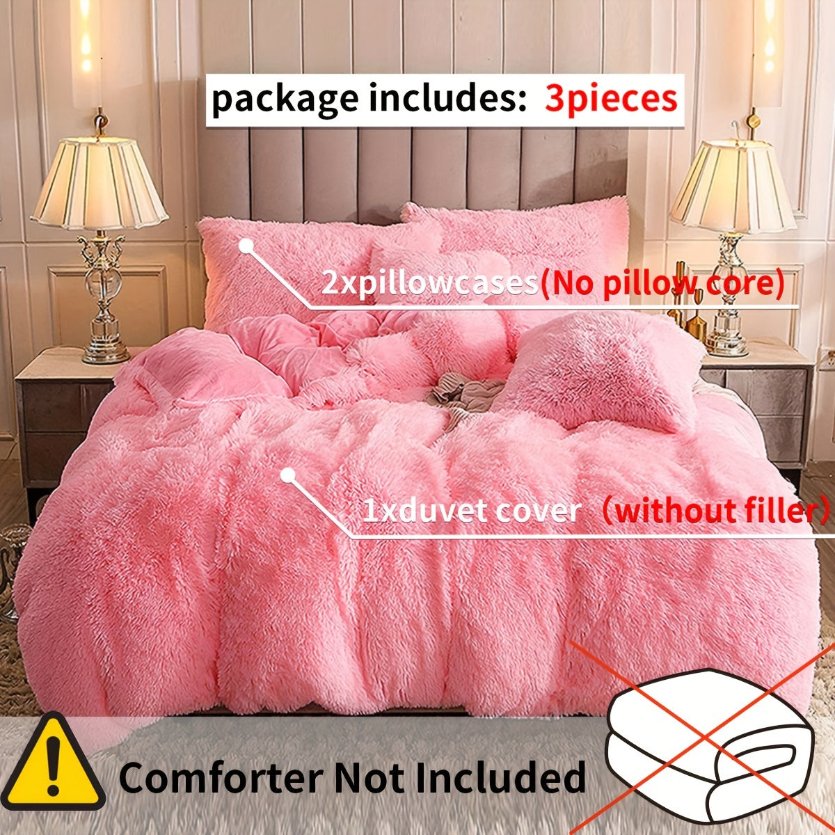 IndulgeNest - Ultra Soft Plush Duvet Cover Set with Zip Closure