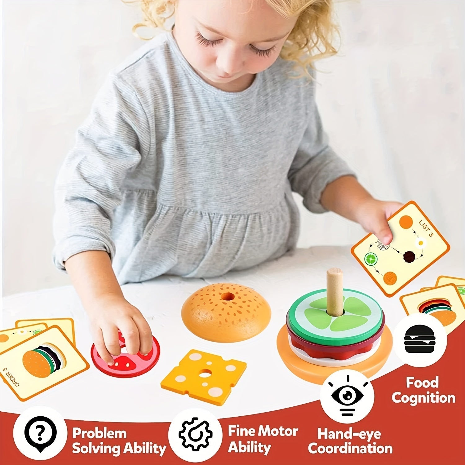 BurgerBuilders - Montessori Burger Stacking Toy