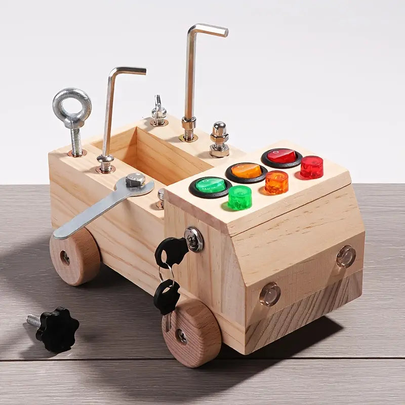 ToggleWood - Montessori Activity Board for Learning and Play with LED Lights