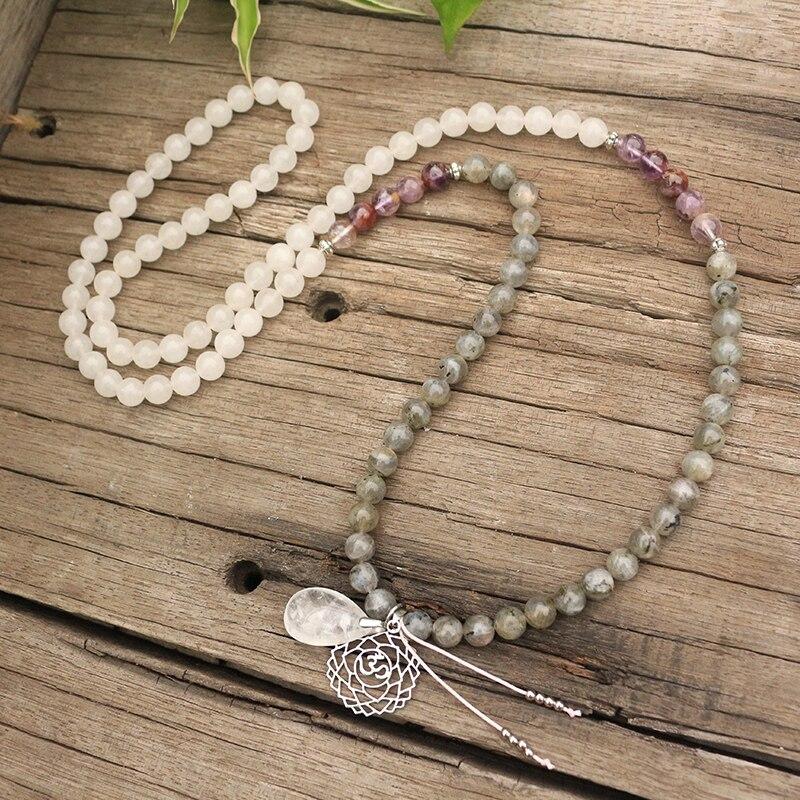 Seraphine - Labradorite, Jade and Amethyst Mala Necklace and Bracelet