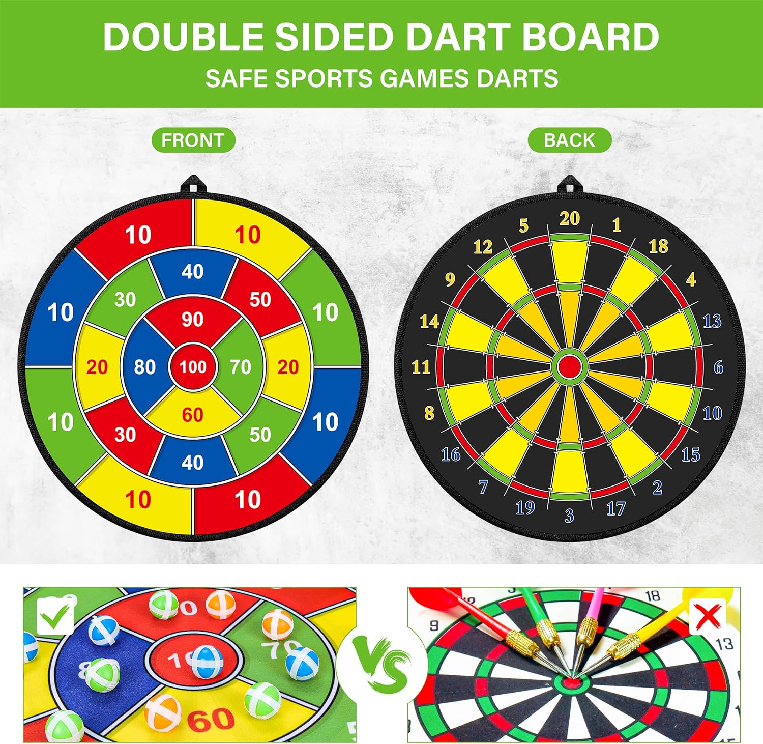 FlickToss - Large Double-Sided Dart Board Game for Kids