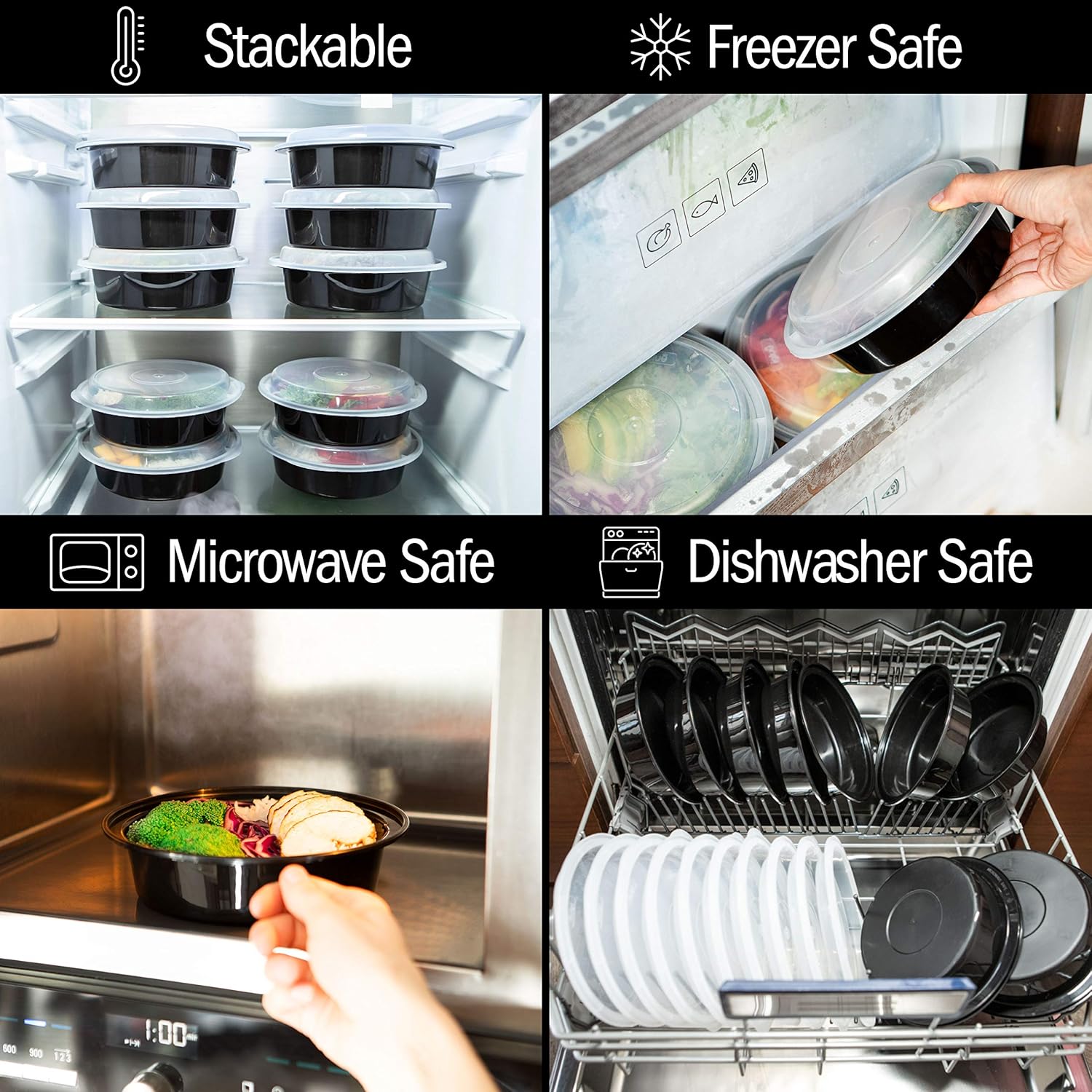 MealPrepPro - Boîtes de stockage rondes en plastique durable