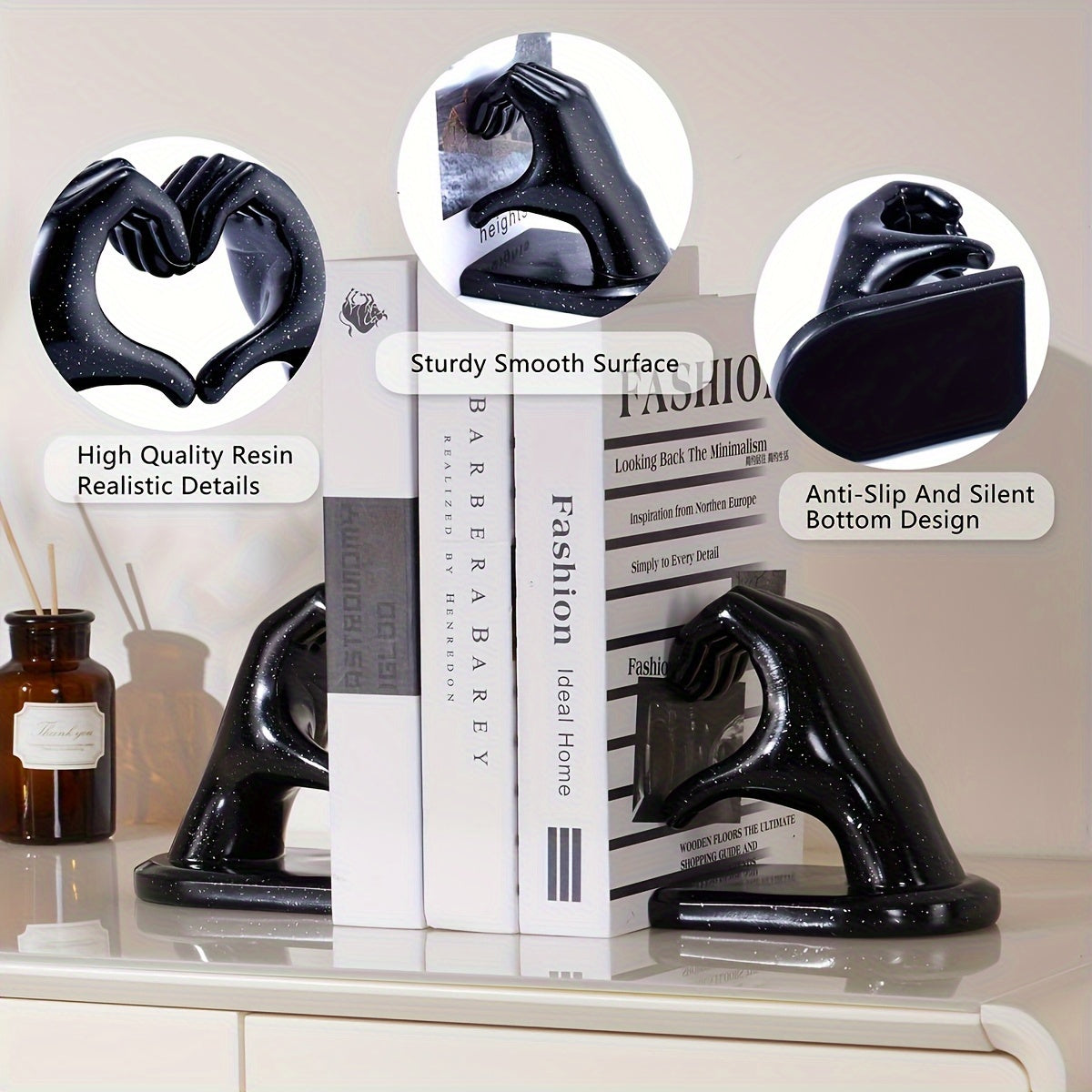 GoldenHeart - Luxury Heart-Shaped Bookends (Set of 2)