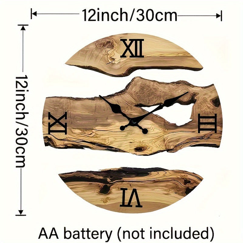 RustiqueClock - Round Wall Clock with Wood Effect and Silent Mechanism