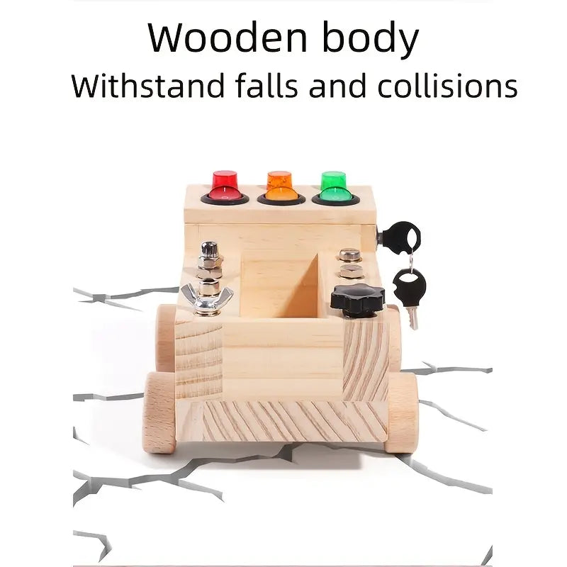 ToggleWood - Montessori Activity Board for Learning and Play with LED Lights