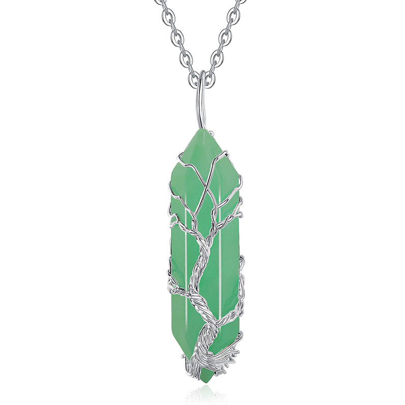 Elara - Collier arbre de vie en cristal et pierre précieuse