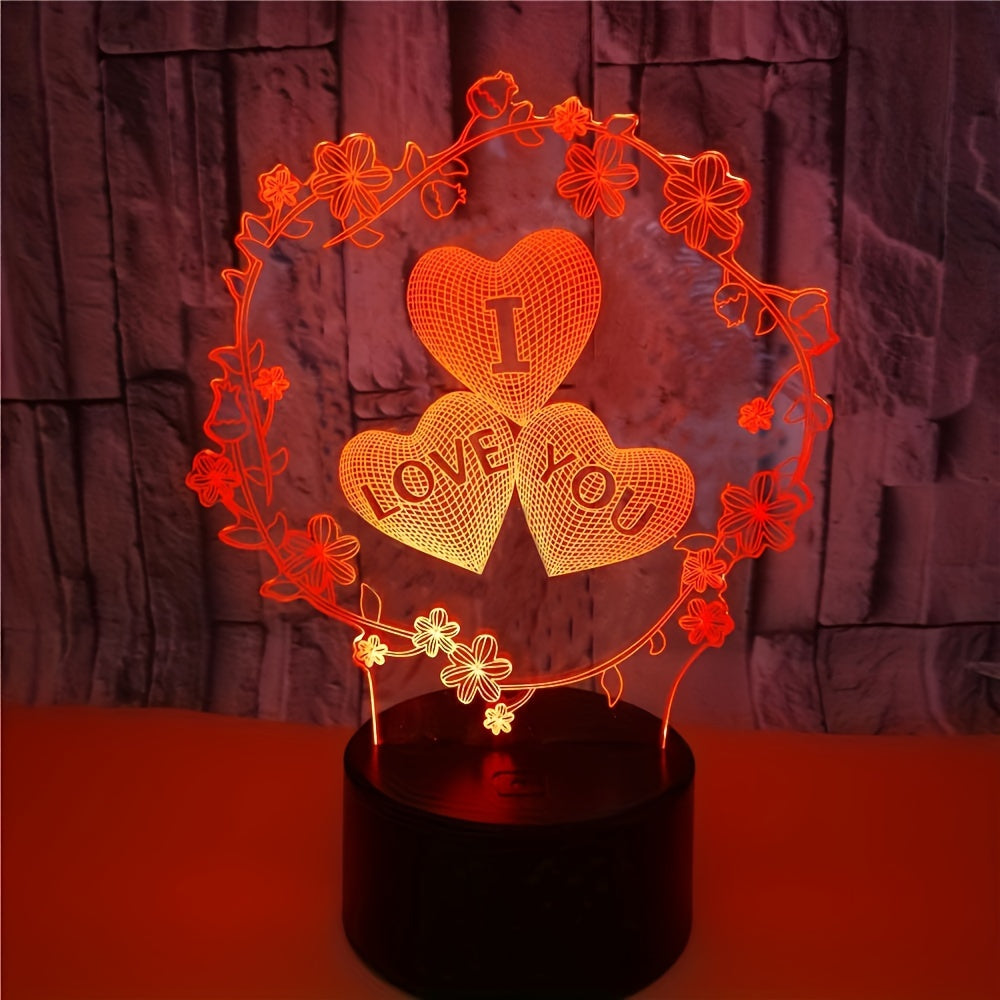 IllusionGlow - 3D Heart Night Light for a Romantic Ambiance
