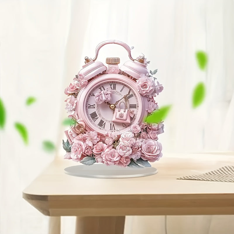BohoClock - Bohemian Pink Flower Acrylic Wall Clock